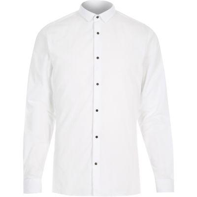 River Island Mens White Popper Slim Fit Shirt
