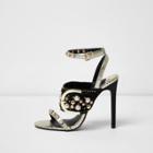 River Island Womens Gold Studded Buckle Barely There Sandals