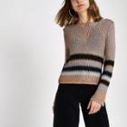 River Island Womens Metallic Stripe Knit Crop Top