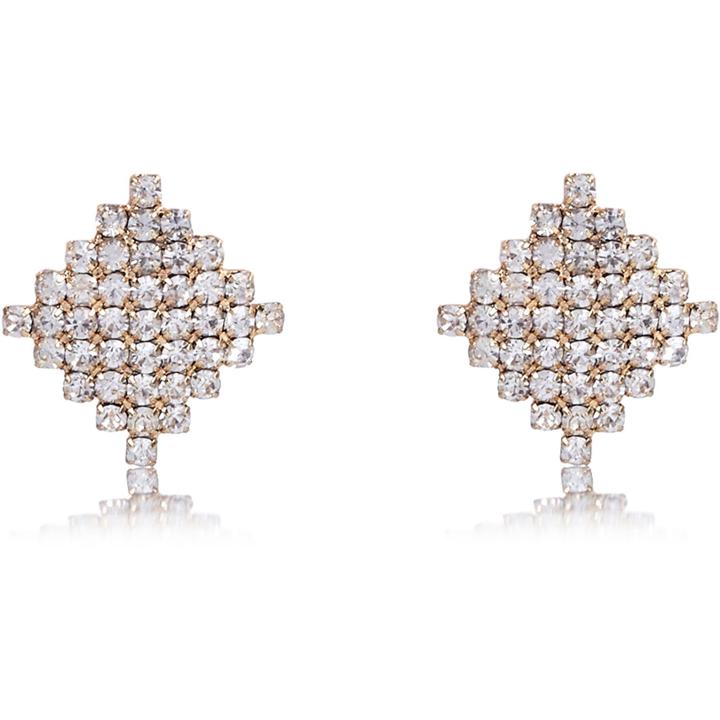 River Island Womens Gold Tone Rhinestone Stud Earrings