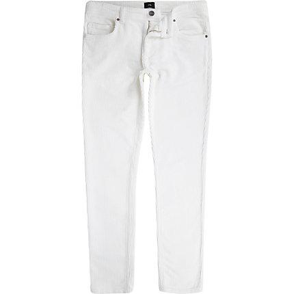 River Island Mens White Sid Cord Skinny Stretch Trousers