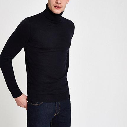 River Island Mens Knit Slim Fit Roll Neck Sweater