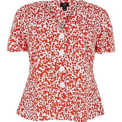 River Island Womens Plus Spot Print Tea Top