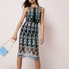 River Island Womens Embroidered Sleeveless Bodycon Dress
