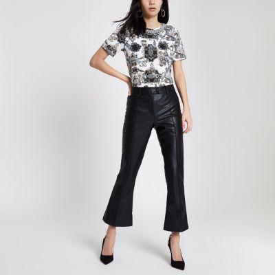 River Island Womens White Scarf Print Embellished T-shirt