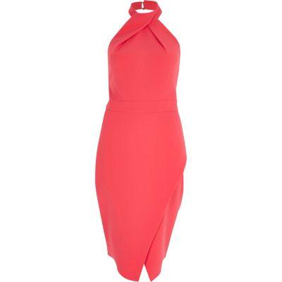 River Island Womens Wrap Halter Neck Bodycon Dress