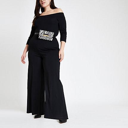 River Island Womens Plus Ribbed Bardot Jumpsuit