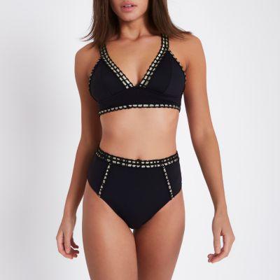 River Island Womens Metallic Trim Triangle Bikini Top