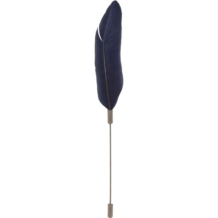 River Island Mensblue Feather Lapel Pin