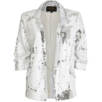 River Island Womens White Sequin Blazer