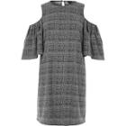 River Island Womens Check Cold Shoulder Swing Dress