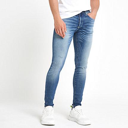 River Island Mens Ollie Skinny Spray On Ripped Jeans