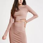River Island Womens Knit Cut Out Shoulder Crop Top