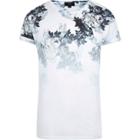 River Island Mens White Floral Print Slim Fit T-shirt