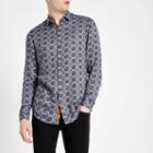 River Island Mens Tile Print Long Sleeve Shirt