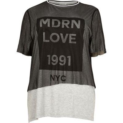 River Island Womens Plus Mesh Print T-shirt