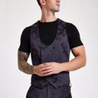 River Island Mens Floral Double-breasted Waistcoat