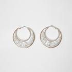 River Island Womens Gold Tone Faux Pearl Insert Hoop Earrings
