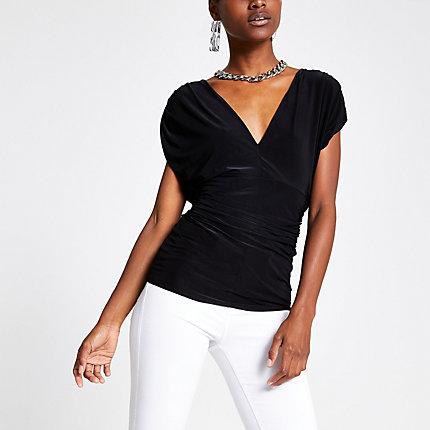 River Island Womens V Front Tie Back Fitted Top