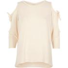 River Island Womens White Tie Sleeve Cut Out Top