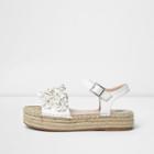 River Island Womens White 3d Flower Chunky Flatform Espardilles