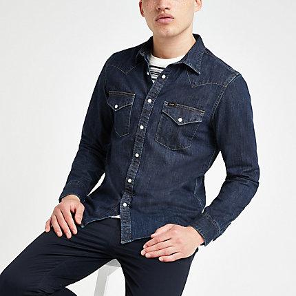 River Island Mens Lee Denim Western Long Sleeve Shirt
