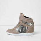 River Island Womens Croc Embossed Wedged Hi Top Trainers