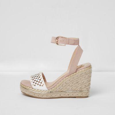 River Island Womens Laser Cut Studded Espadrille Wedges