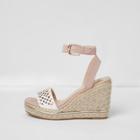 River Island Womens Laser Cut Studded Espadrille Wedges