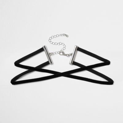 River Island Womens Velvet Cross Choker
