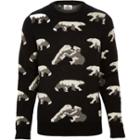 River Island Mensblack Bellfield Polar Bear Intarsia Sweater