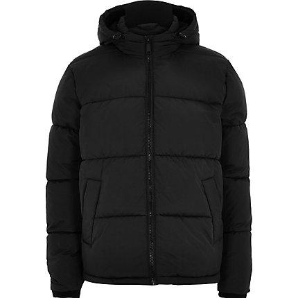 River Island Mens Hooded Puffer Jacket With Funnel Neck