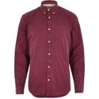 River Island Mens Berry Twill Casual Shirt