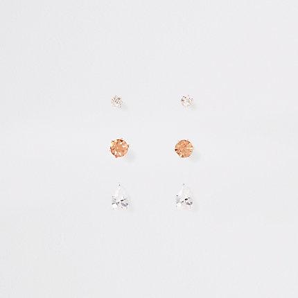 River Island Womens Mixed Diamante Stud Earring Multipack