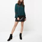 River Island Womens Petite Lace Bell Sleeve Top