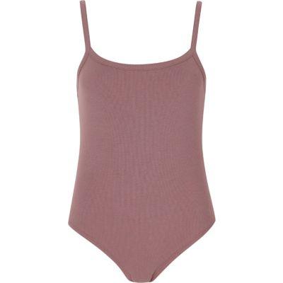 River Island Womens Mink Rib Square Neck Cami Bodysuit