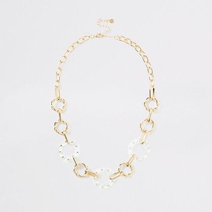 River Island Womens Gold Colour Circle Diamante Necklace