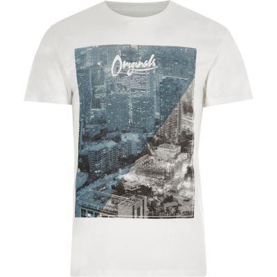 River Island Mens White Jack And Jones City Photo Print T-shirt