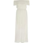 River Island Womens Petite White Bardot Lace Trim Maxi Dress