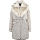 River Island Womens Padded And Wool Belted Fur Collar Coat