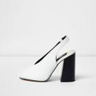 River Island Womens White High Vamp Contrast Block Heel Sandals