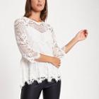 River Island Womens Lace Pearl Embellished Peplum Top
