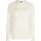 River Island Mens White Long Sleeve 'nyc' Applique Sweatshirt