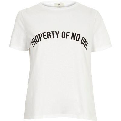 River Island Womens Petite White 'property Of No One' T-shirt