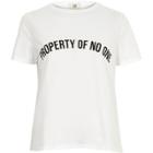 River Island Womens Petite White 'property Of No One' T-shirt