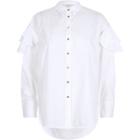 River Island Womens White Long Sleeve Frill Shoulder Shirt