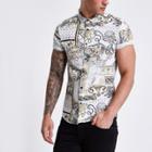 River Island Mens Baroque Short Sleeve Slim Fit Shirt