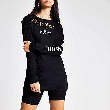 River Island Womens Foil Printed Long Sleeve T-shirt