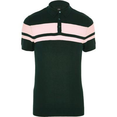 River Island Mens Stripe Block Muscle Fit Polo Shirt