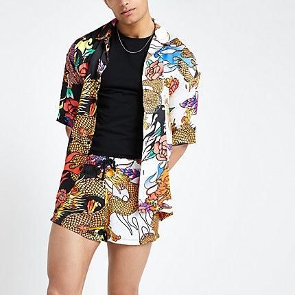 River Island Mens Jaded London Dragon Short Sleeve Shirt